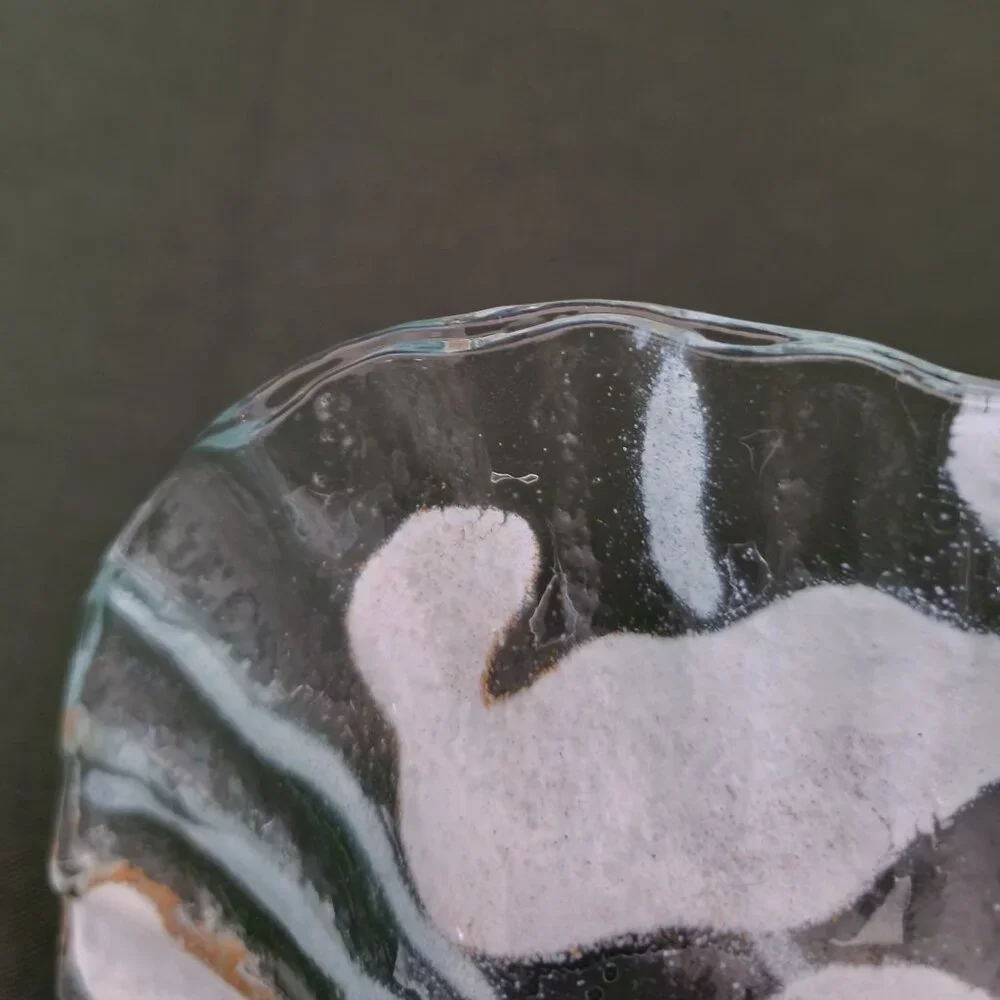 Fused Glass Trinket Dish Floral Art Glass Soap Dish